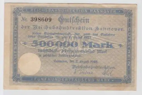 500000 Mark Banknote Reichsbahndirektion Hannover 2.8.1923 (134319)