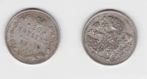 20 Kopeken Silber Münze Russland 1914 (155384)