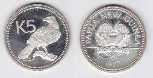 5 Kina Silber Münze Papua Neuguinea 1977 Neuguinea Würgadler (155798)