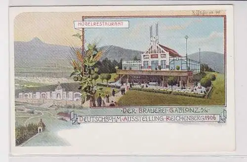 908613 Lithographie Ak Ausstellung Reichenberg -Hügelrestaurant Brauerei Gablonz