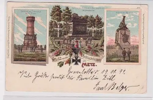 907991 Lithographie Ak Gruss von den Schlachtfeldern um Metz 1899