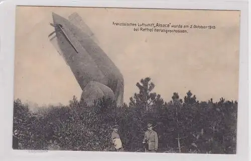 908601 Ak französisches Luftschiff "Alsace" am 02.10.1915 b. Rethel abgeschossen
