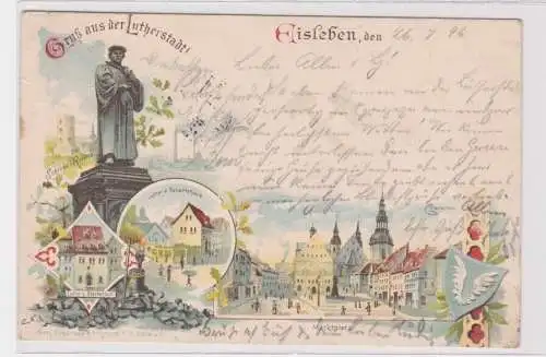 906686 Lithographie Ak Gruss aus der Lutherstadt Eisleben 1896