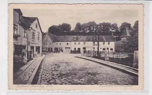 23070 Ak Luftkurort Rastenberg - Lossabrücke mit Burgplatz 1920