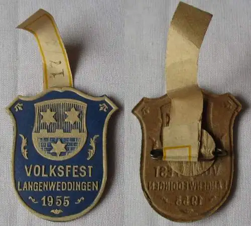 DDR Papp Abzeichen Volksfest Langenweddingen 1955 (125014)