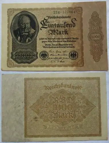 1000 Mark Banknote Deutsches Reich 15.12.1922 Rosenberg 81 ()