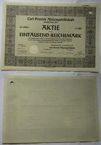 1000 RM Aktie Carl Petereit AG Königsberg in Pr. November 1939 (136106)