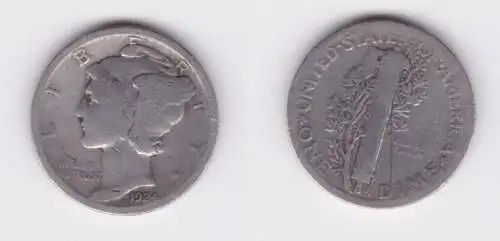 1 Dime Silber Münze USA 1924 f.ss (164408)