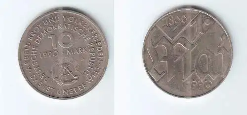 DDR Gedenk Münze 10 Mark 100.Jahre 1.Mai Feiertag 1990 (112146)