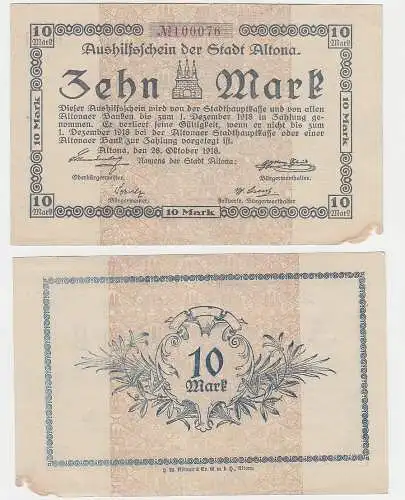 10 Mark Banknote Aushilfsschein der Stadt Altona 1918 (115859)