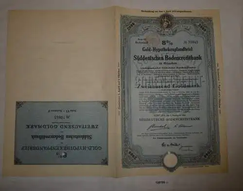 2000 Goldmark Hypothekenpfandbrief Süddeutsche Bodencreditbank 1926 (128789)