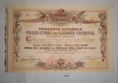 1000 Pesetas Aktie Compania Espanola Productora de Algodón Nacional (128813)