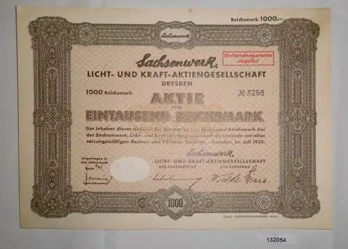 1000 Reichsmark Aktie Sachsenwerk Licht- und Kraft-AG Dresden Juli 1935 (132054)