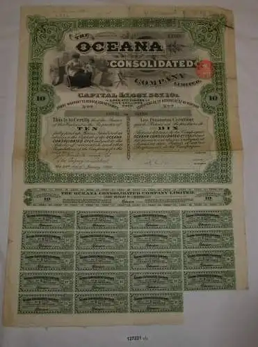5 Shillings 10 Aktien The Oceana Consolidated Company 21. Januar 1929 (127221)