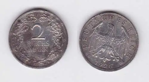 2 Mark Silber Münze Deutsches Reich 1926 E  (124360)