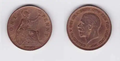 1 Penny Kupfer Münze Großbritannien Georg V 1929 (124529)