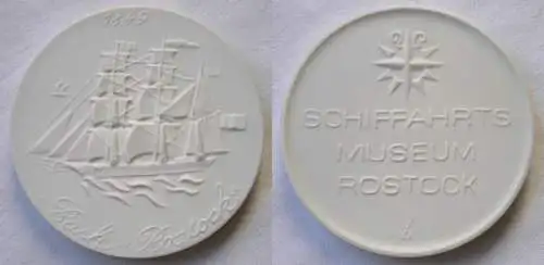 Meissner Porzellan Medaille Schifffahrtsmuseum Rostock (123197)