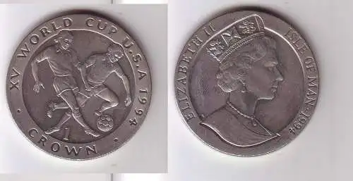 1 Crown Nickel Münze Isle of Man Fussball WM USA 1994 (114725)
