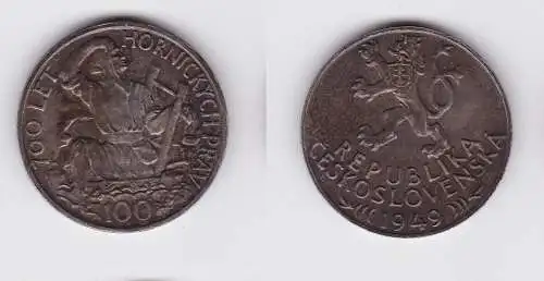 100 Kronen Silber Münze Tschechoslowakei 1949 (124458)