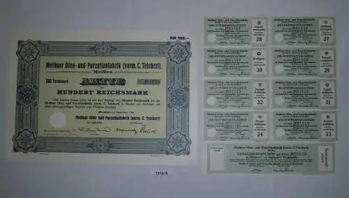 100 RM Aktie Meißner Ofen- und Porzellanfabrik (vorm.C.Teichert) 1934 (131916)