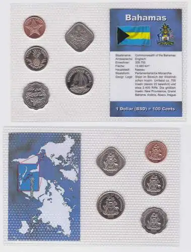 Kursmünzsatz Bahamas mit 5 Münzen 1 bis 25 Cents im Blister (119079)
