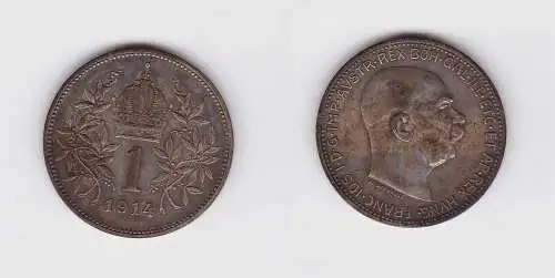 1 Krone Silber Münze Österreich 1914 (133789)