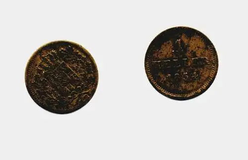 1 Heller Kupfer Münze Bayern 1854 (133574)