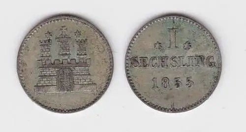 1 Sechsling Silber Münze Hamburg 1855 (133564)