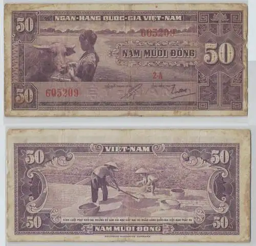 50 Dong Banknote South Vietnam (1956) Pick 7 (140229)