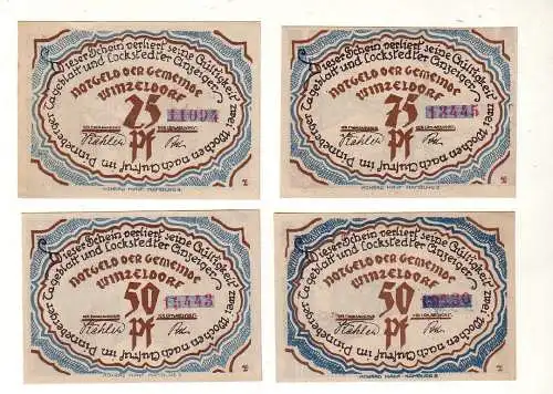 4 Banknoten Notgeld Gemeinde Winzeldorf o.D. (1921) (116525)