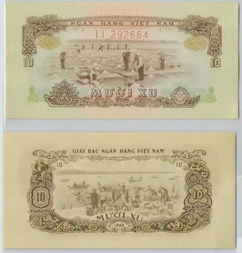 10 Xu Banknote South Vietnam 1966 (1975) Pick 37 UNC (141800)