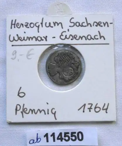 6 Pfennig Silber Münze Sachsen Weimar Eisenach Anna Amalia 1764 (114550)