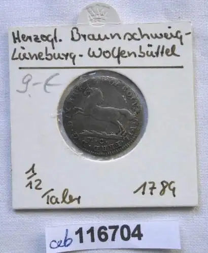 1/12 Taler Silbermünze Herzogtum Braunschweig Lüneburg Wolfenbüttel 1789(116704)