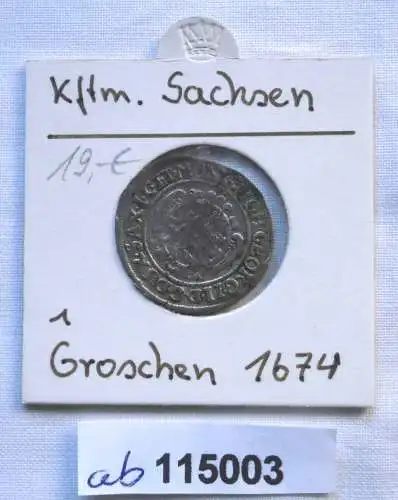1 Groschen Silber Münze Kurfürstentum Sachsen Johann Georg II 1674 (115003)