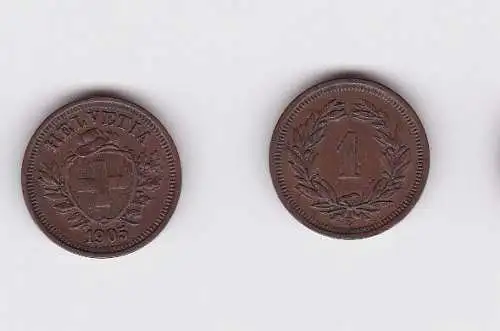 1 Rappen Kupfer Münze Schweiz 1905 B (122915)