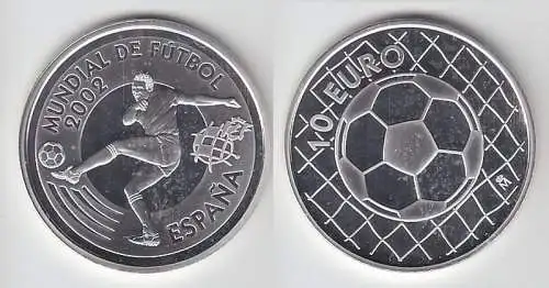 10 Euro Silber Münze Spanien Fussball WM 2002 Fussballer Fussball im Tor(116780)