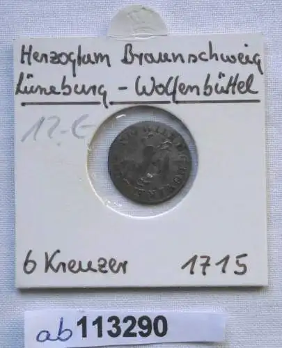 6 Pfennig Silber Münze Herzogtum Braunschweig Lüneburg Wolfenbüttel 1715(113290)