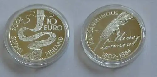 10 Euro Silbermünze Suomi Finnland Elias Lönnrot 2002 PP (132269)