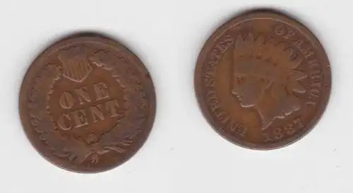 1 Cent Kupfer Münze USA 1887 (142760)