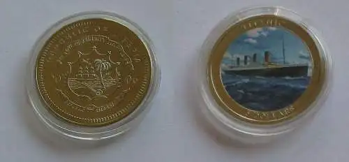 5 Dollar Nickel Farb-Münze Liberia 2006 Titanic (132247)