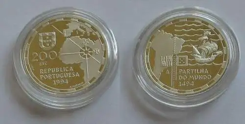 200 Escudos Silber Münze Portugal 1994 Zeitalter der portug. Entdeckung (132259)