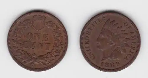 1 Cent Kupfer Münze USA 1889 (142720)