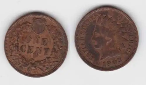 1 Cent Kupfer Münze USA 1903 (142500)