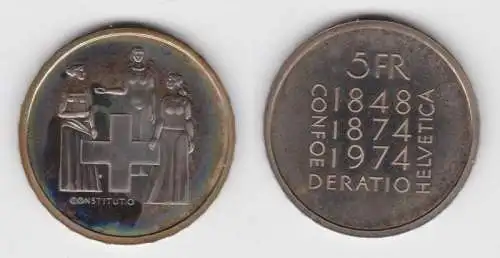5 Franken Kupfer Nickel Münze Schweiz 100 Jahre Verfassungrevision 1974 (138729)
