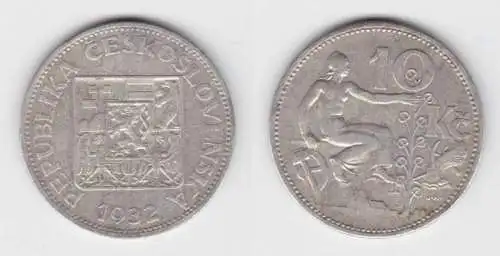 10 Kronen Silber Münze Tschechoslowakei 1932 (142195)