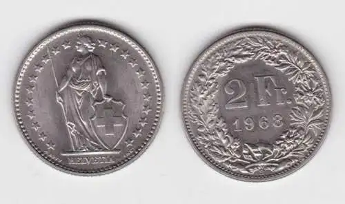 2 Franken Nickel Münze Schweiz 1968 B (133241)