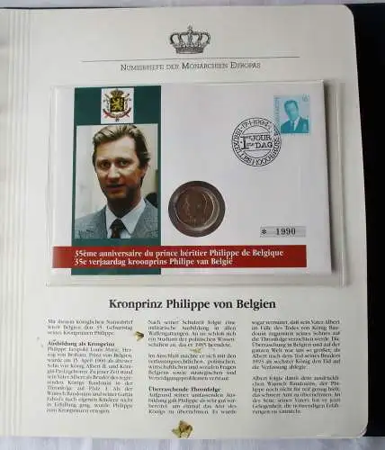 schöner Numisbrief Belgien mit 20 Franc Münze 1994 (117854)