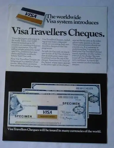 Seltenes Scheckvordruck Muster Visa Travellers Cheques 1979 (133006)