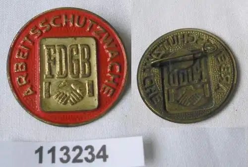 Seltenes DDR Blech Abzeichen FDGB Arbeitsschutzwache (113234)