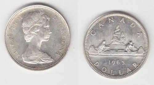 1 Dollar Silbermünze Kanada Indianer im Kanu 1965 (131772)